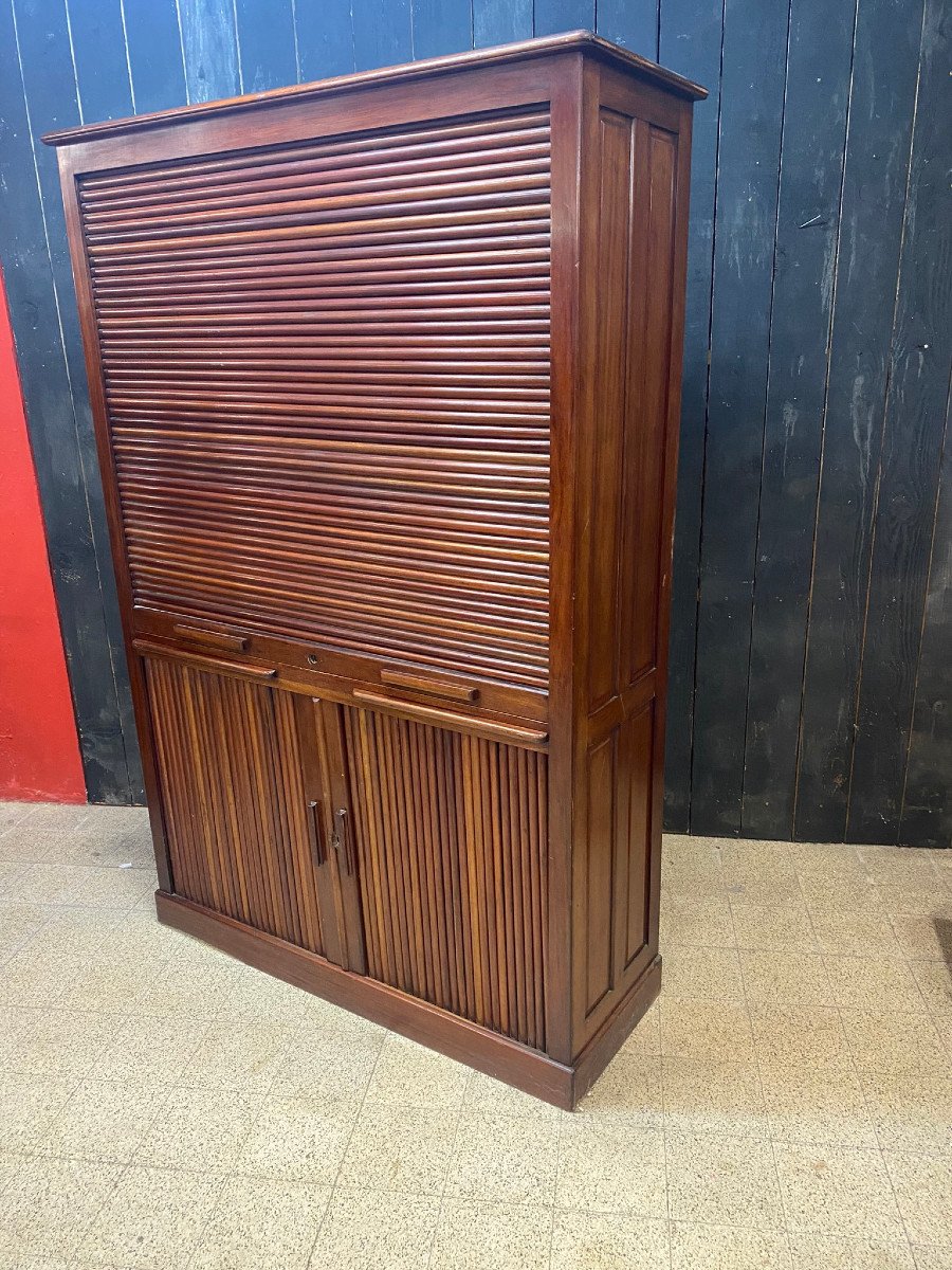 Mahogany Shuttered Storage Cabinet, Circa 1900-photo-4