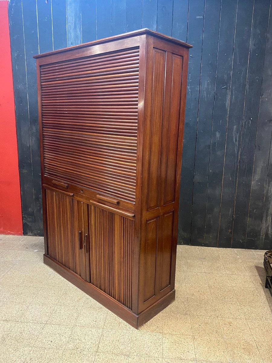 Mahogany Shuttered Storage Cabinet, Circa 1900-photo-7
