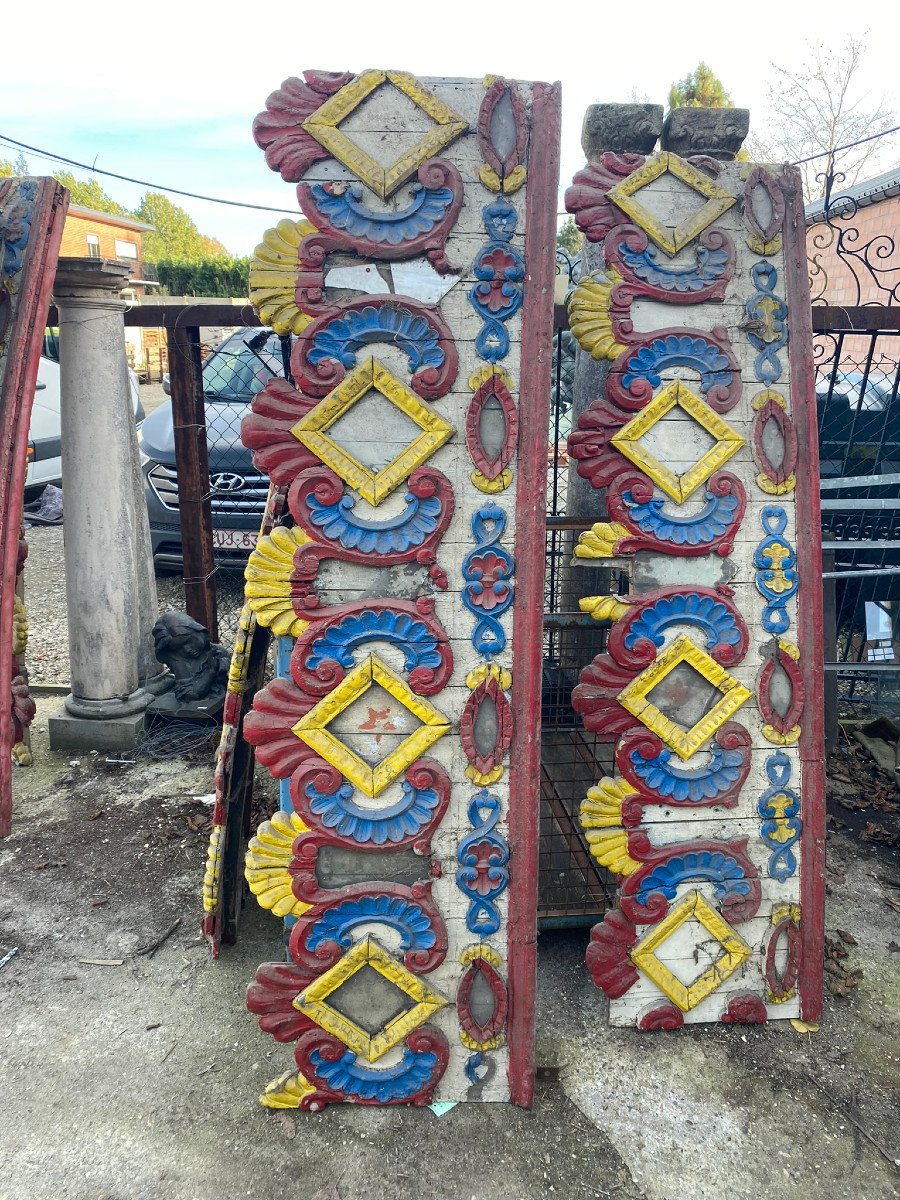 Fairground Art, Set Of 8 Old Panels (probably) From Carousel Circa 1930-photo-1