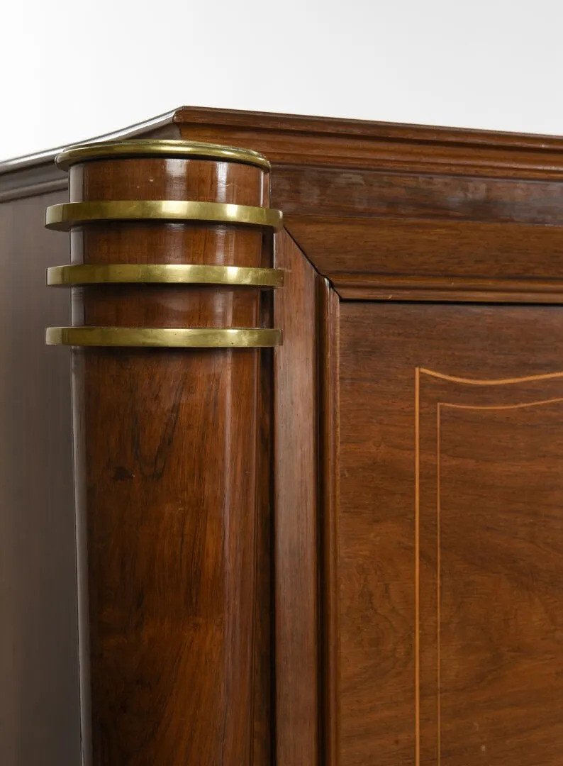 Large Art Deco Sideboard In Rosewood, Precious Wood And Bronze Circa 1930-photo-4