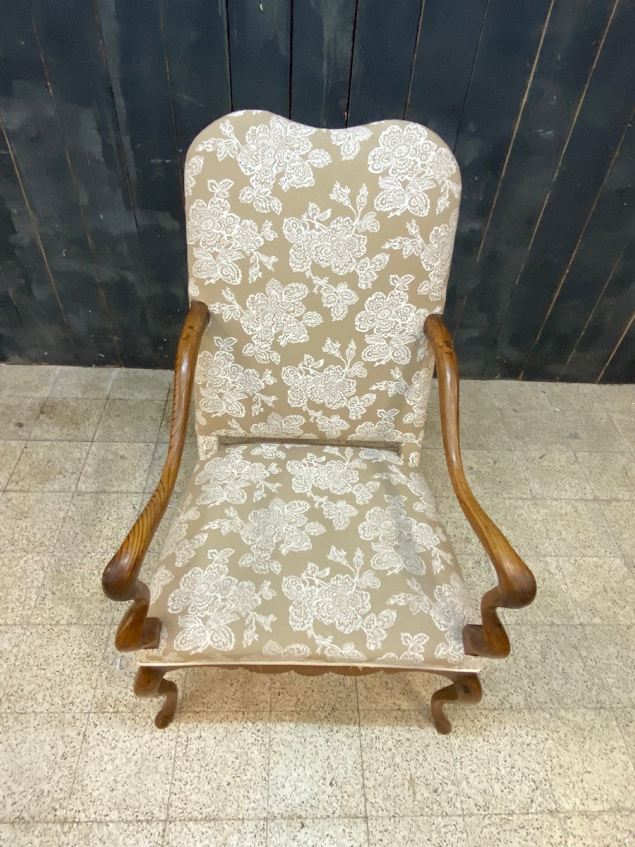 Original Flemish Armchair In Elm, Eighteenth Time-photo-4