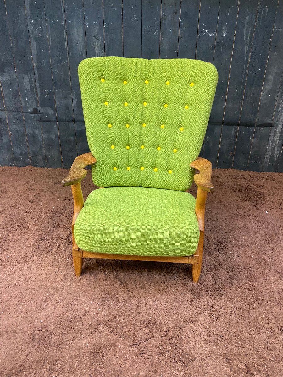 Guillerme et Chambron , fauteuil "grand repos" Edition Votre Maison circa 1970-photo-2