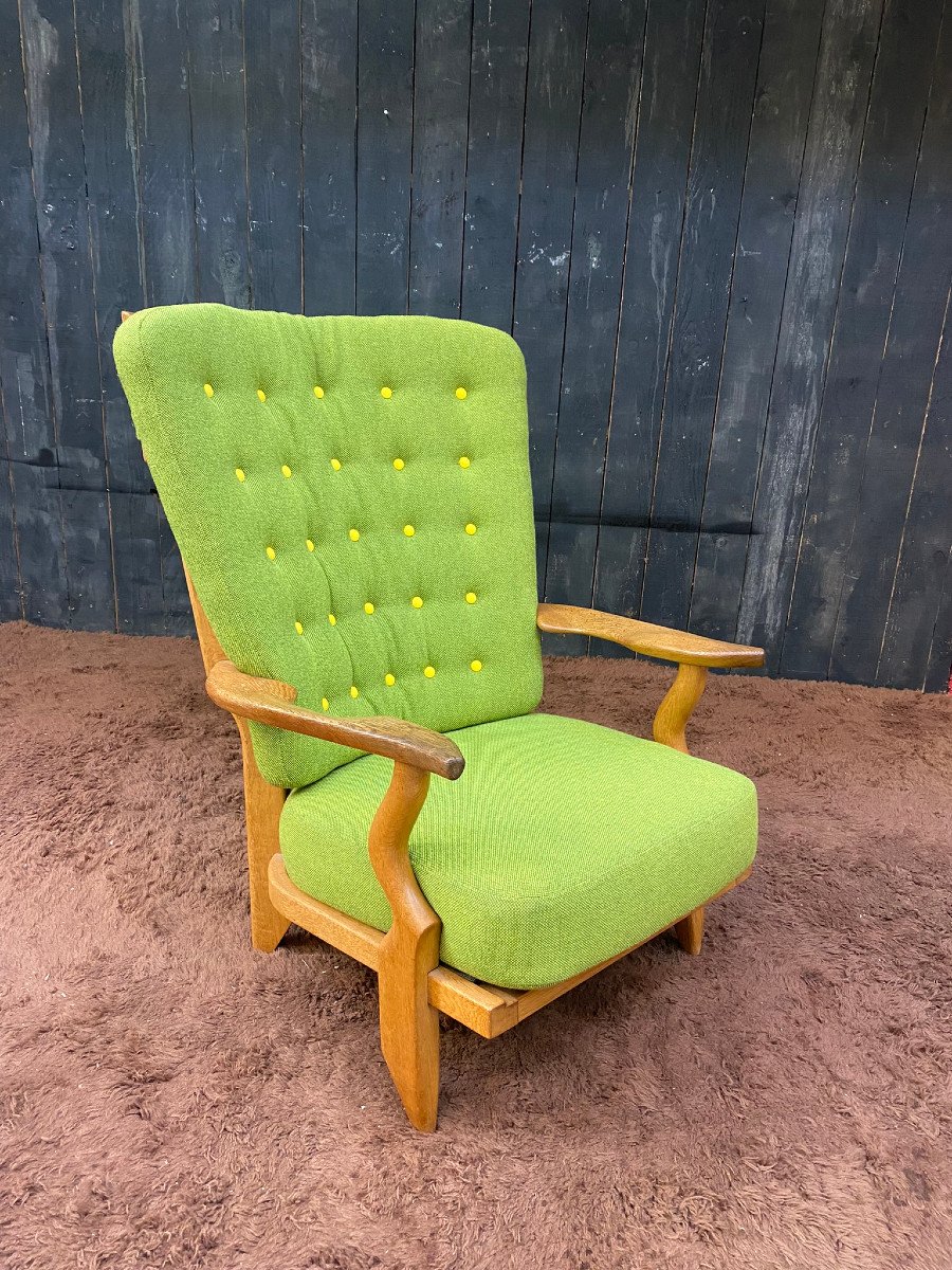 Guillerme et Chambron , fauteuil "grand repos" Edition Votre Maison circa 1970-photo-3