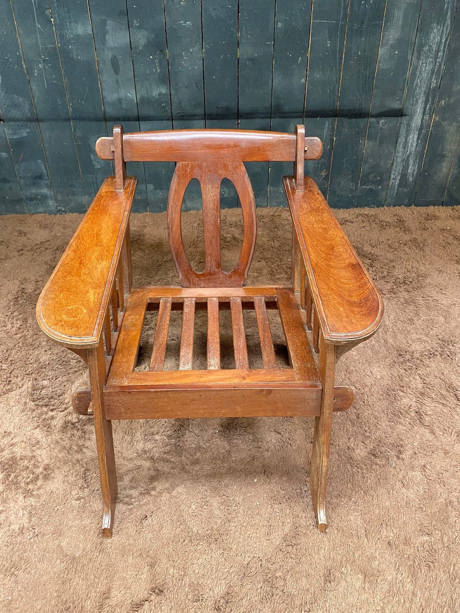 Pair Of Arts And Crafts Style Armchairs In Teak-photo-1