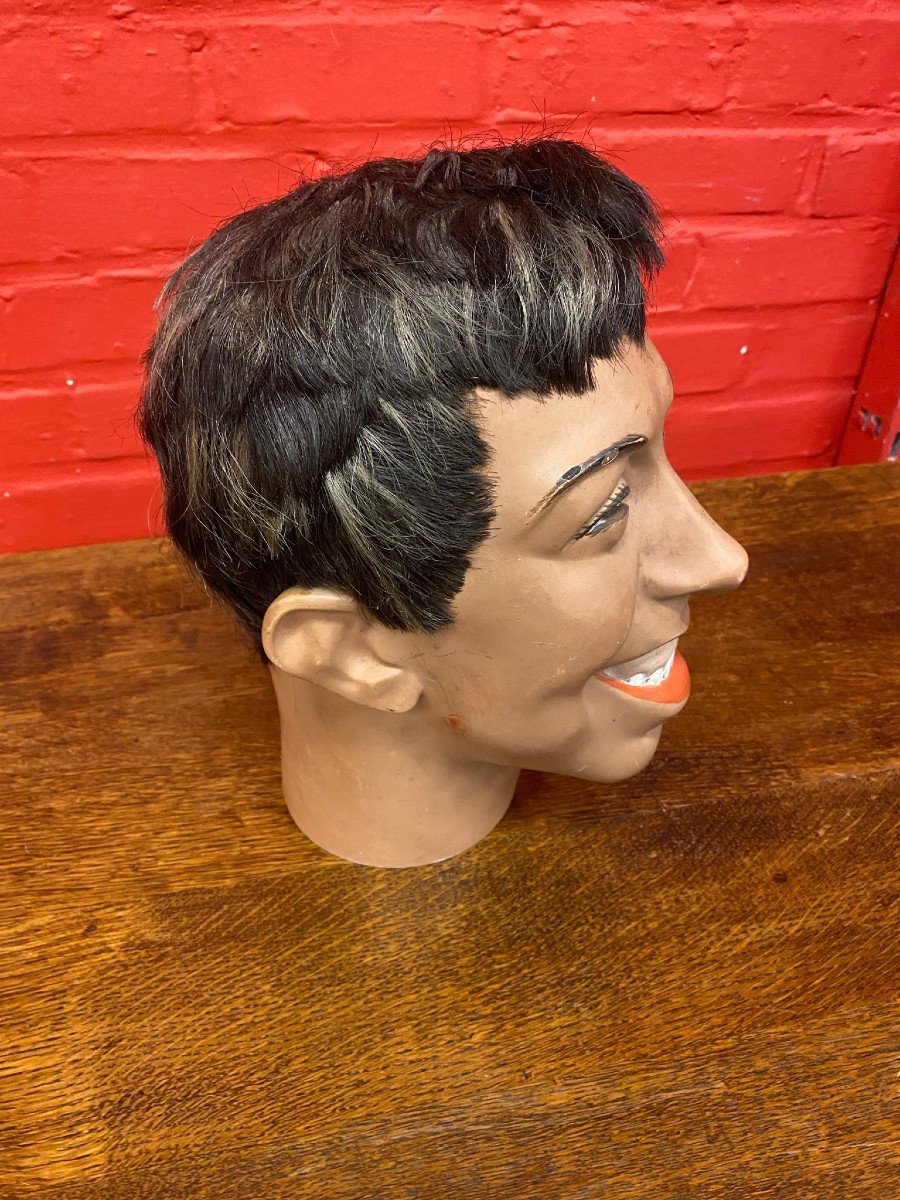 Old Mannequin Head Representative Fernandel, French Manufacturing Circa 1950/1960-photo-4