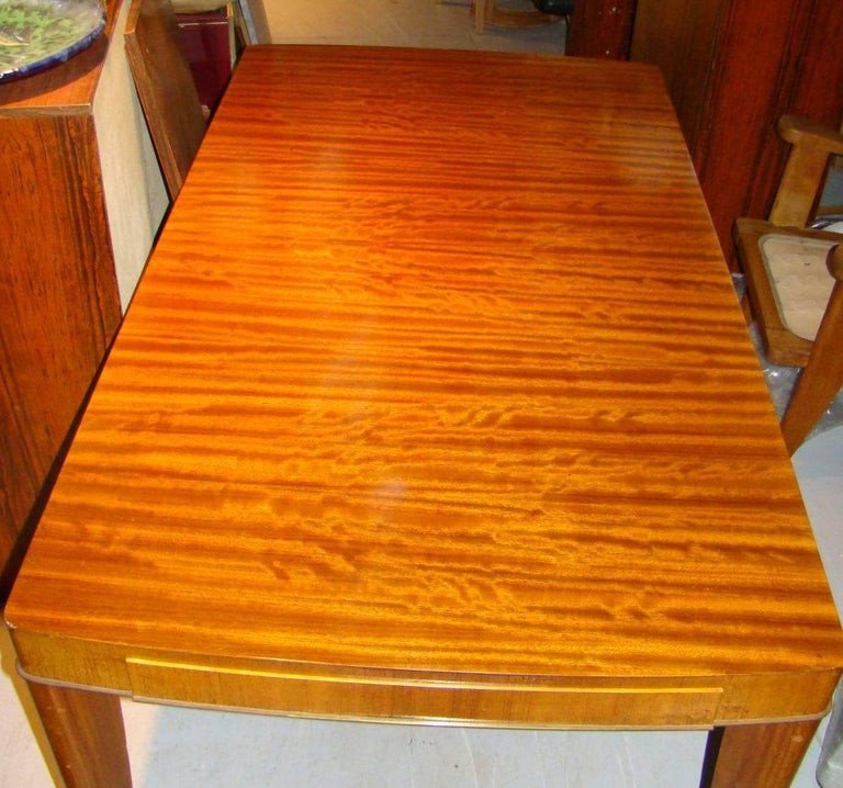 De Coene, Art Deco Table In Moiré Mahogany, Bronze Clogs, Circa 1930-photo-3