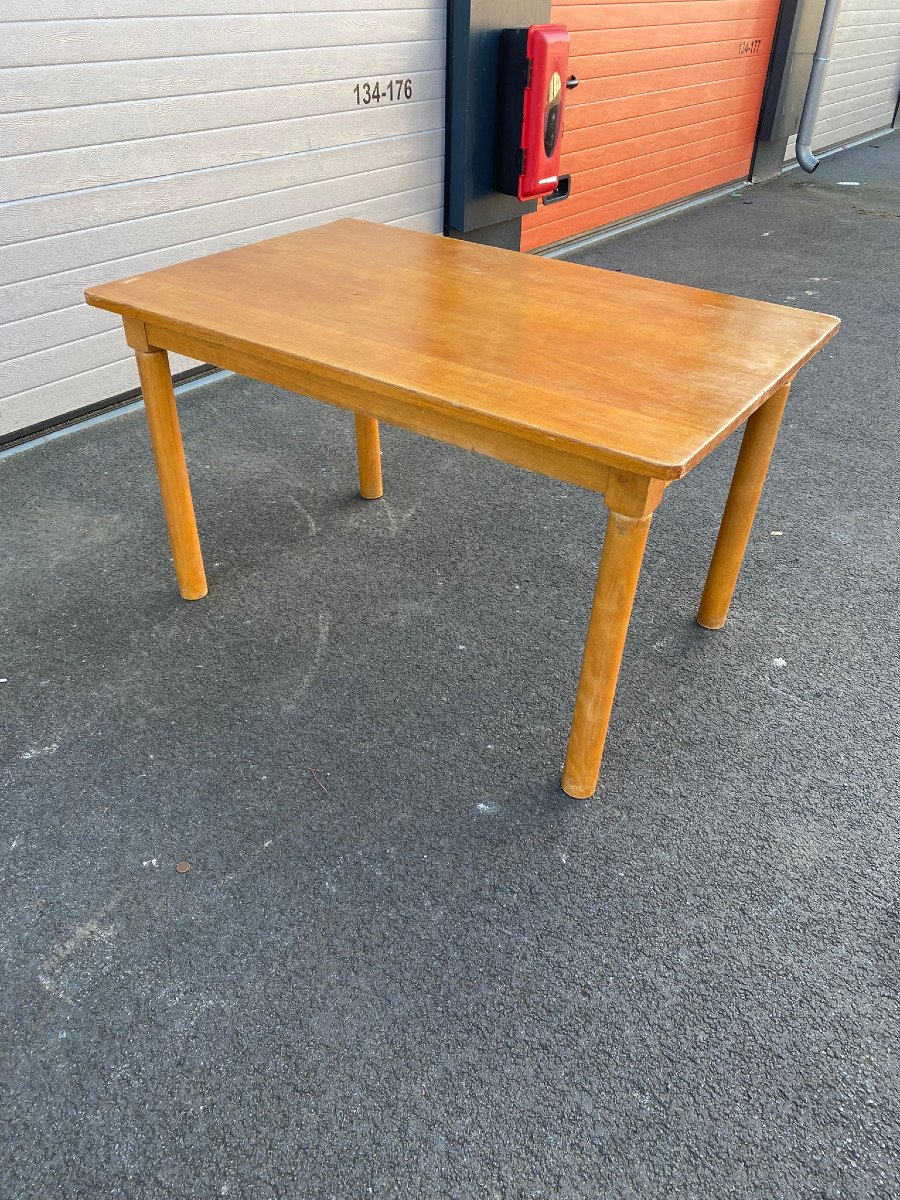 8 Tables En Bois Naturel , French Reconstruction , Les Pieds Se Démontent, Circa 1950/1960-photo-4