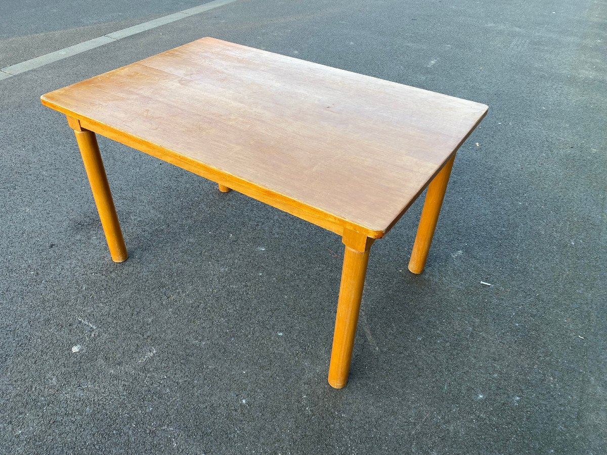 8 Tables En Bois Naturel , French Reconstruction , Les Pieds Se Démontent, Circa 1950/1960-photo-5