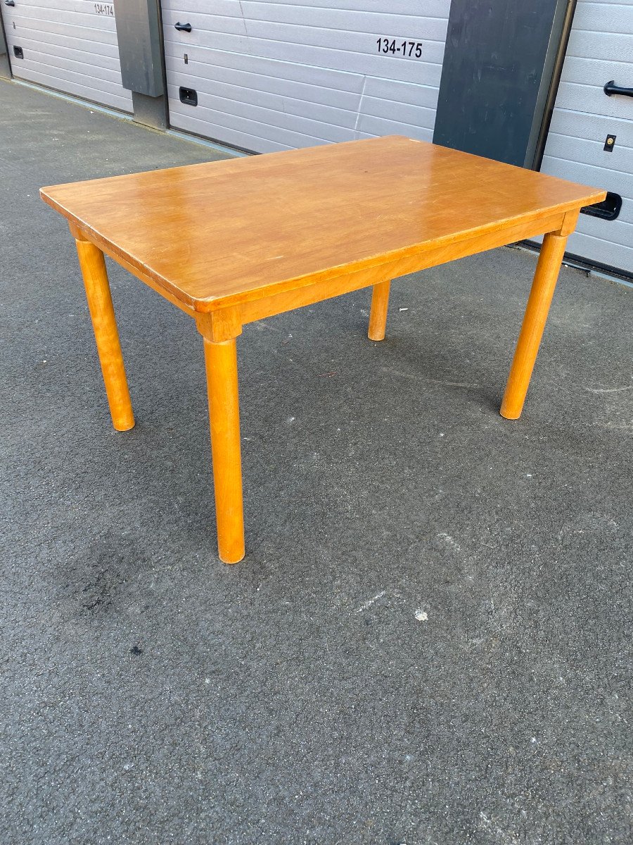 8 Tables En Bois Naturel , French Reconstruction , Les Pieds Se Démontent, Circa 1950/1960-photo-6