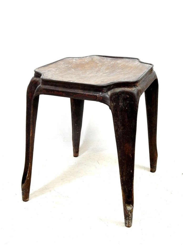 Petit Tabouret Tollix Métal Et Bois  Vers 1930-photo-4