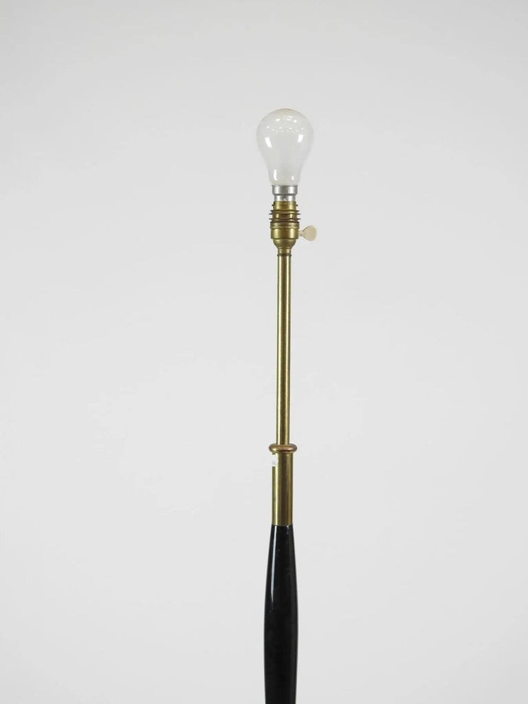 Elegant Floor Lamp In Lacquered Metal And Marble (opaline) Attributed To Arlus, Circa 1950/1960-photo-3