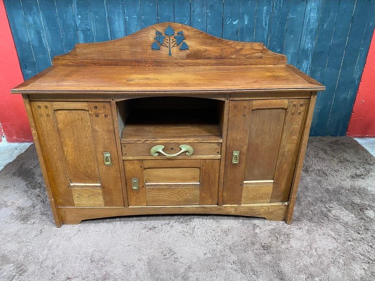 Léon Jallot (1874-1967) Art Nouveau Period Buffet In Oak-photo-2