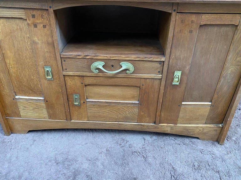 Léon Jallot (1874-1967) Art Nouveau Period Buffet In Oak-photo-6