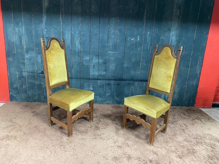 Série De 6 Chaises  à Haut Dossier En Chêne Griffé Circa 1950-photo-1