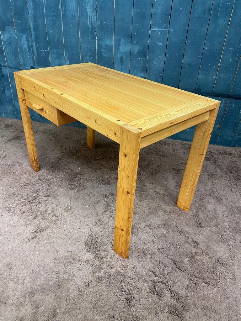 Small Pine Desk In The Style Of Charlotte Perriand, "les Arcs" Circa 1970-photo-4