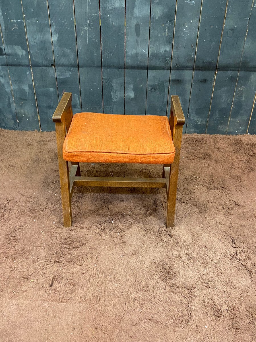 Guillerme And Chambron, Oak Stool, Circa 1970, Edition Your House-photo-1