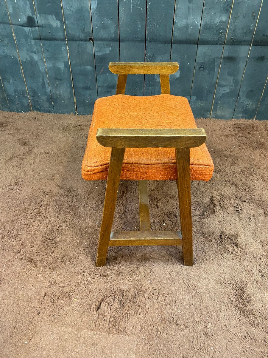 Guillerme Et Chambron , Tabouret Chêne, Circa 1970, Edition Votre Maison-photo-4