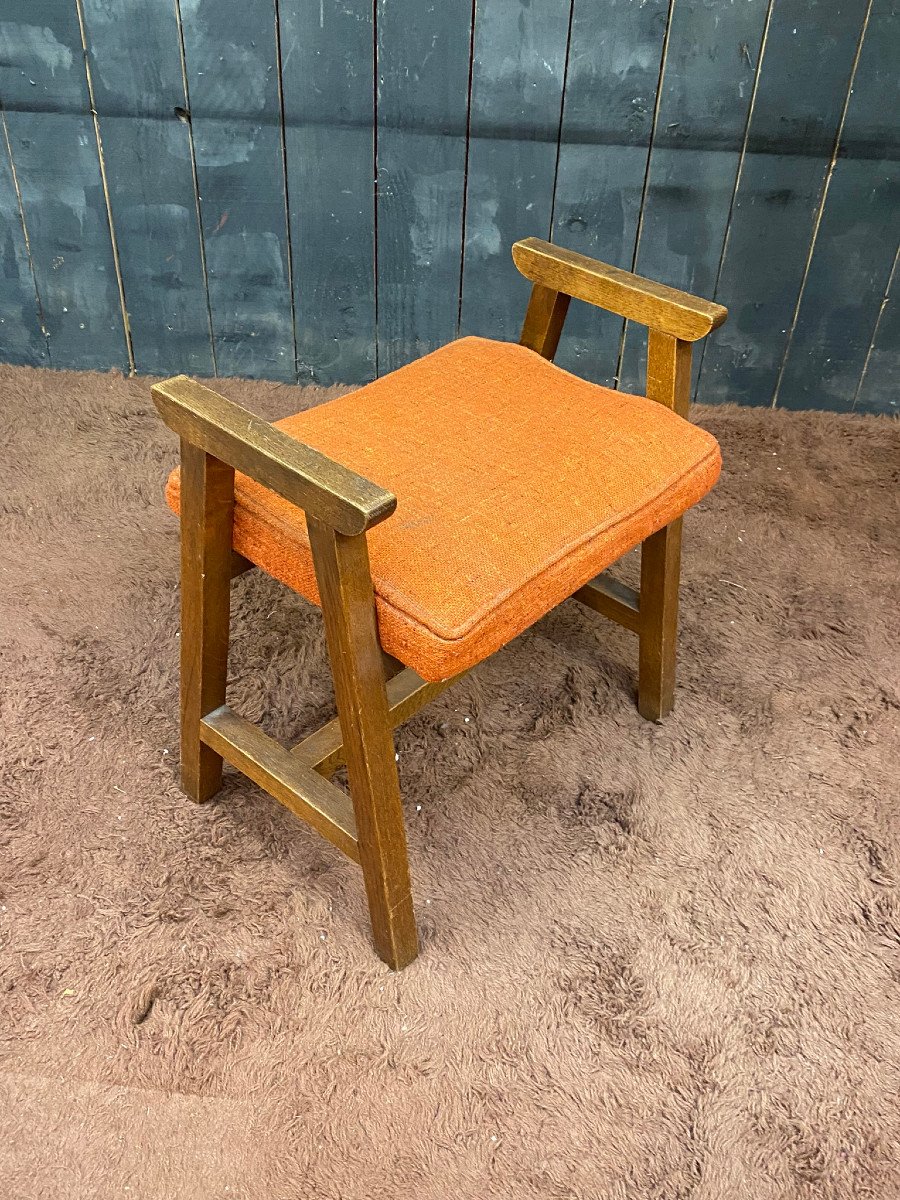 Guillerme Et Chambron , Tabouret Chêne, Circa 1970, Edition Votre Maison