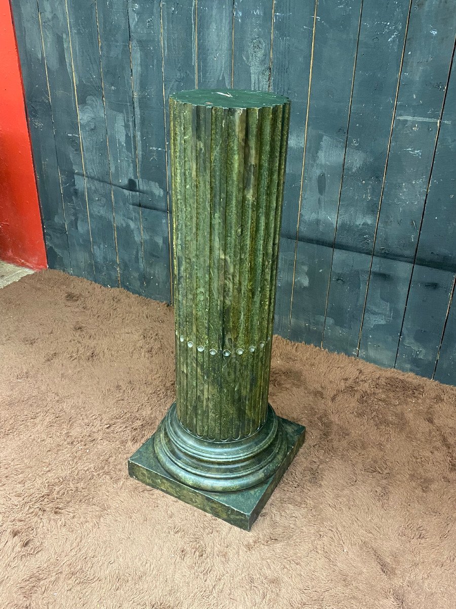 Colonne En Bois , Peint Faux Marbre Circa 1900-photo-8