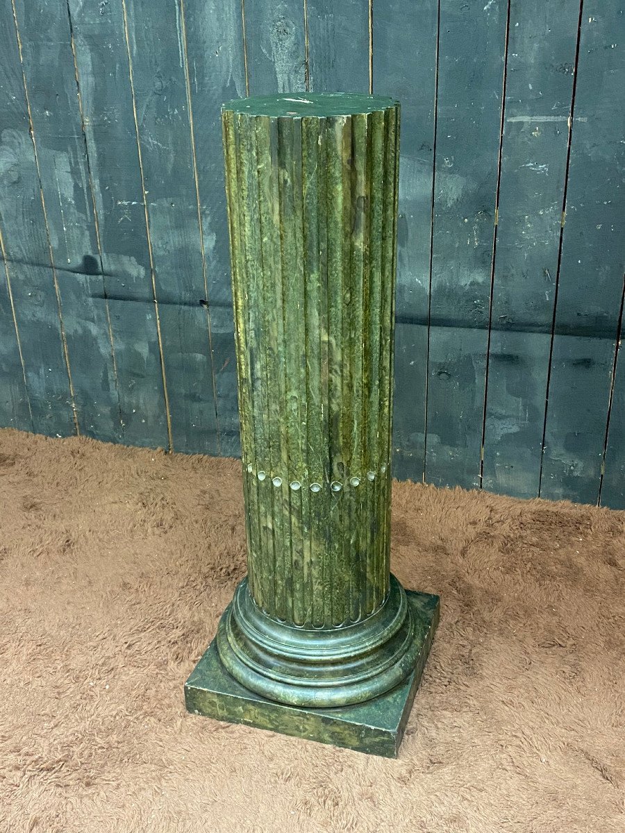 Colonne En Bois , Peint Faux Marbre Circa 1900