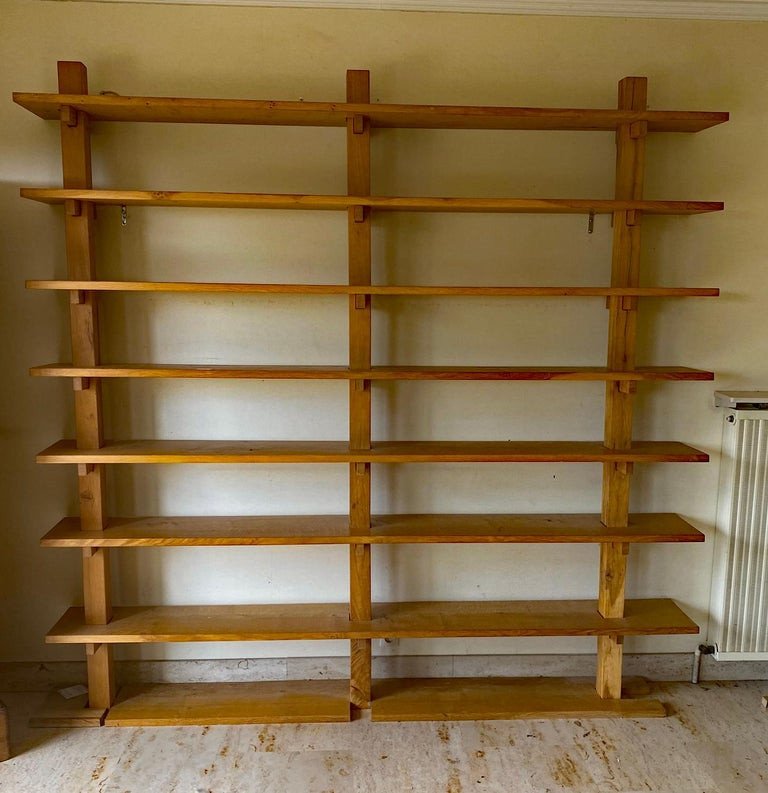 - Elegant And Large Shelf/bookcase In Solid Oak, Key Assembly, Circa 1960-photo-1