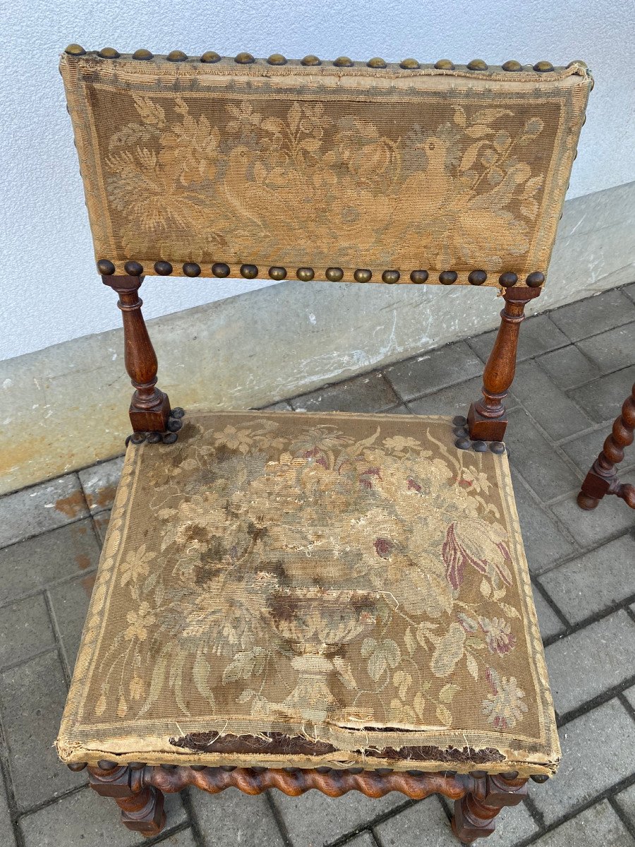 Pair Of Louis XIII Style Chairs, Circa 1900-photo-3