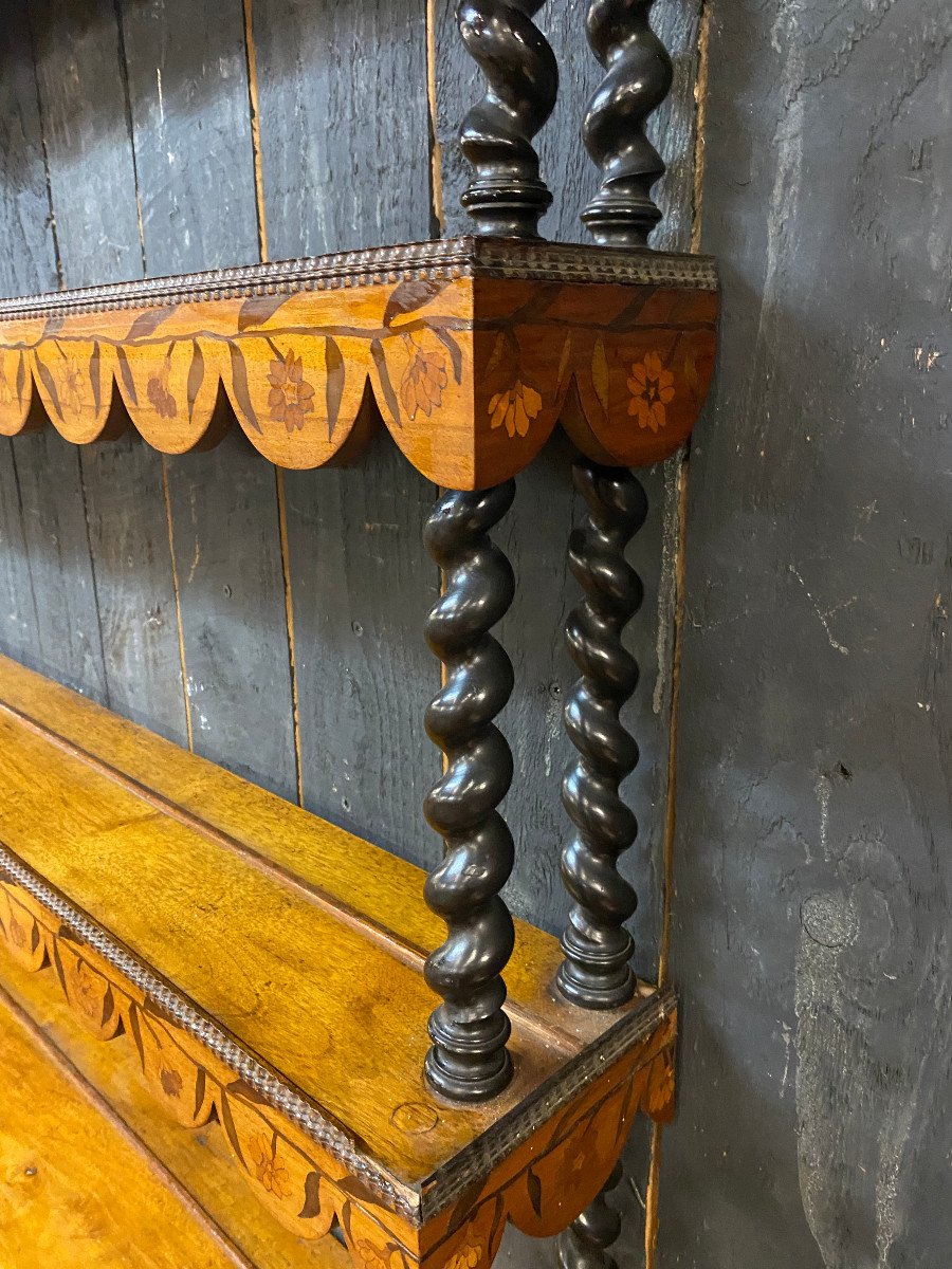   Grande  Etagère Hollandaise En Palissandre, Decor Fleuri XIXeme-photo-1