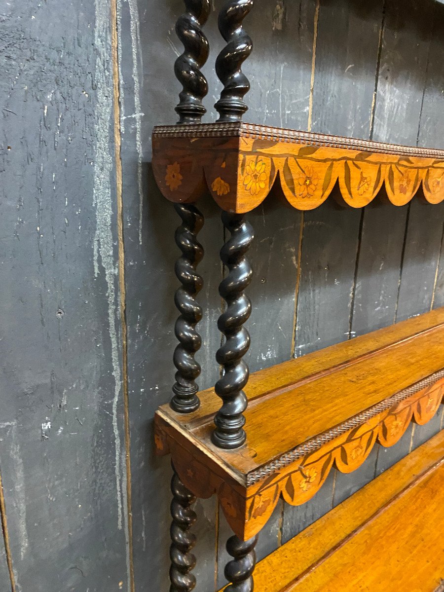  Grande  Etagère Hollandaise En Palissandre, Decor Fleuri XIXeme-photo-3