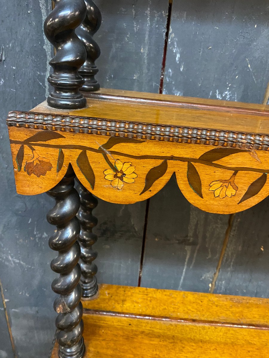   Grande  Etagère Hollandaise En Palissandre, Decor Fleuri XIXeme-photo-4
