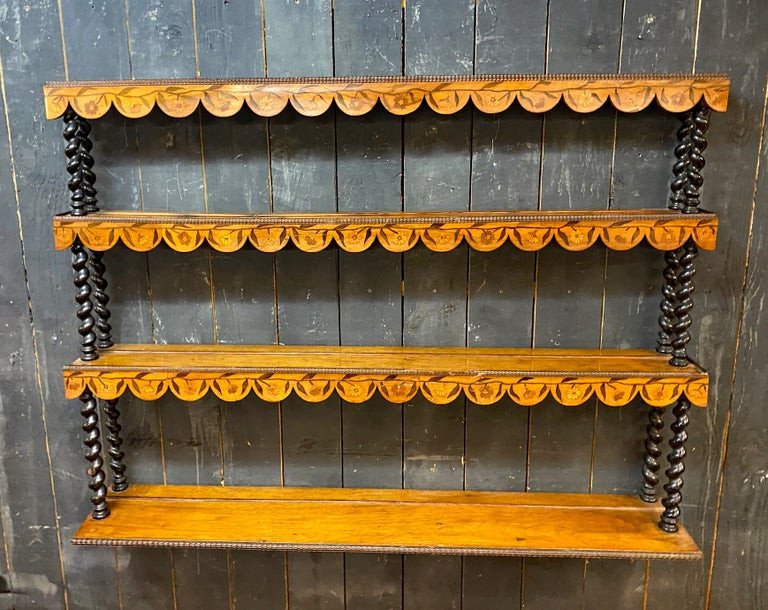   Grande  Etagère Hollandaise En Palissandre, Decor Fleuri XIXeme