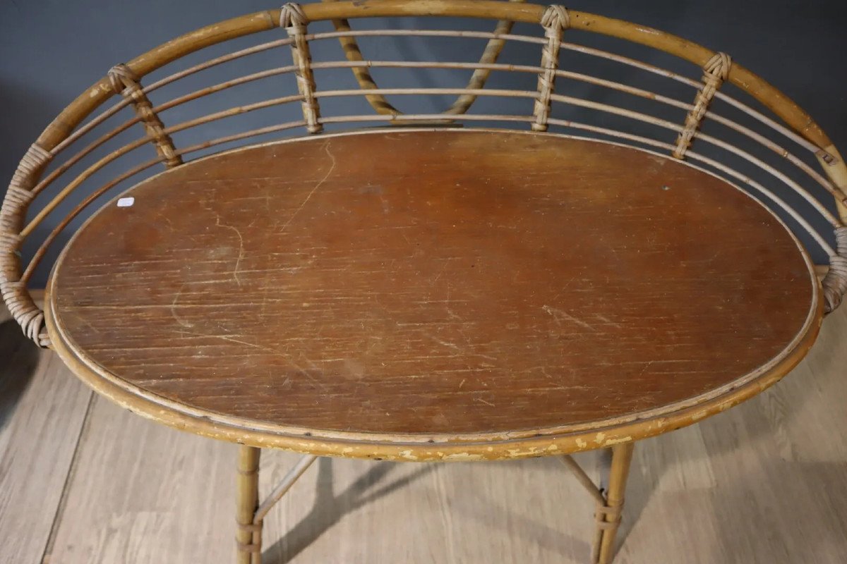 Original Bamboo Console, Dressing Table Attributed To Louis Sognot Circa 1950-photo-2