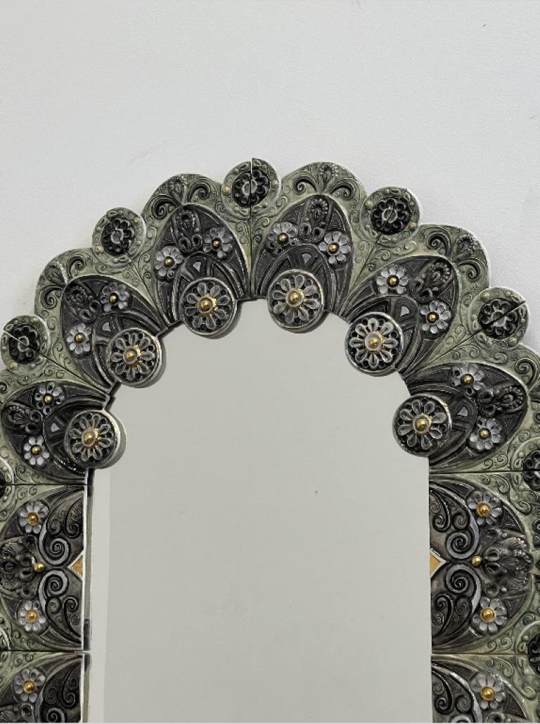 Fernande Massart (1927-2017) Very Large Ceramic Surround Mirror Circa 1960/1970-photo-2