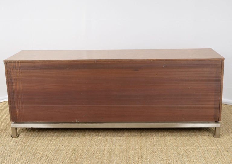 Guy Lefevre, Rare Elm Burl Sideboard, On Steel Base Circa 1970-photo-3