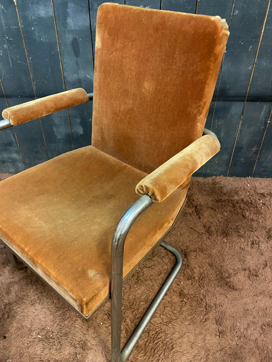 Curieux Fauteuil Art Deco Moderniste Circa 1930-photo-1