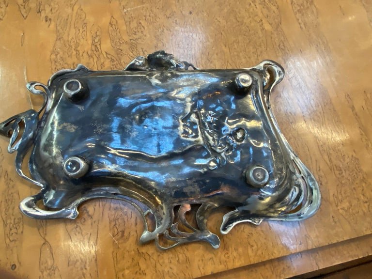 Empty Pocket Art Nouveau Period In Pewter, Circa 1900-photo-5