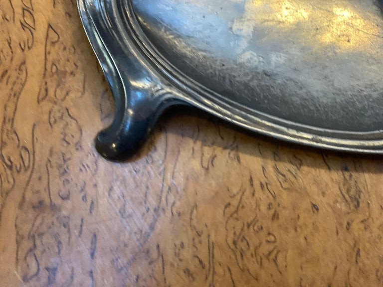 Encrier Art Nouveau En étain , Circa 1900 , Avec Son Godet En Verre-photo-3