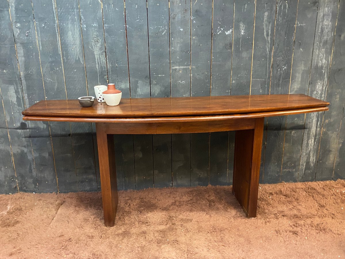 Grande Et élégante Console , Faisant Table, En Teck Circa 1960-photo-7