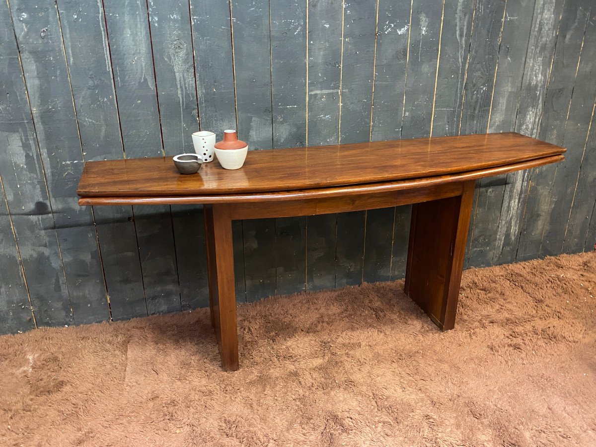 Grande Et élégante Console , Faisant Table, En Teck Circa 1960