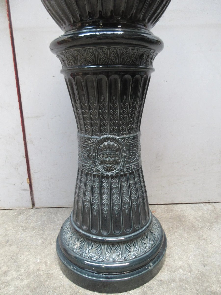 Complete 1900, Column And Its Ceramic Planter,-photo-4