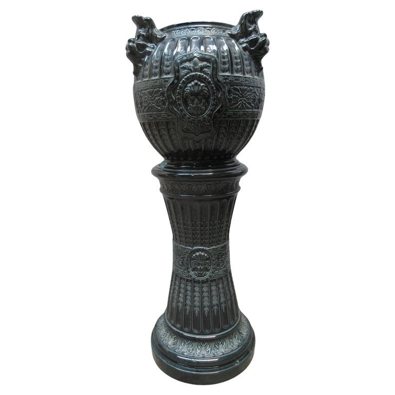 Complete 1900, Column And Its Ceramic Planter,