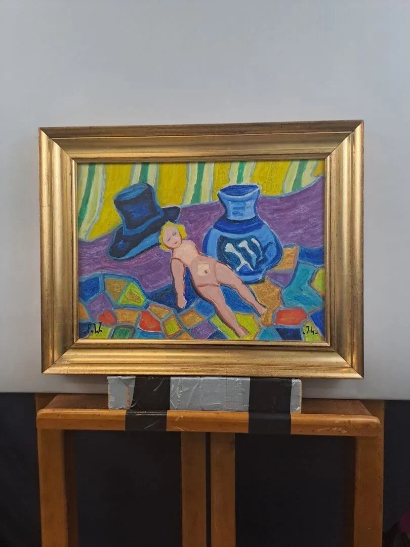 France Wagner (1943) The Doll, 74. Oil On Cardboard, Monogrammed And Dated-photo-3