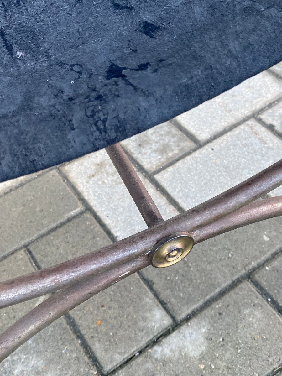 Curule Seat In Metal And Brass, In The Style Of Maison Jansen, Circa 1950/1960-photo-5