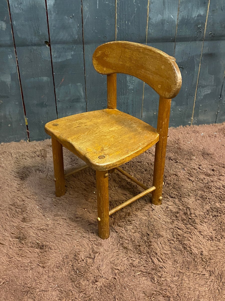 Petite Chaise d'Enfant Vintage, Dans Le Style De Pierre Gautier-delaye Circa 1950/1960-photo-1