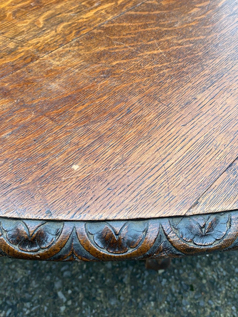 Grand Guéridon , Ou Table En Chêne Massif De Style Louis 13 , Circa 1900/1930 , Jusqu'à 350 Cm-photo-2