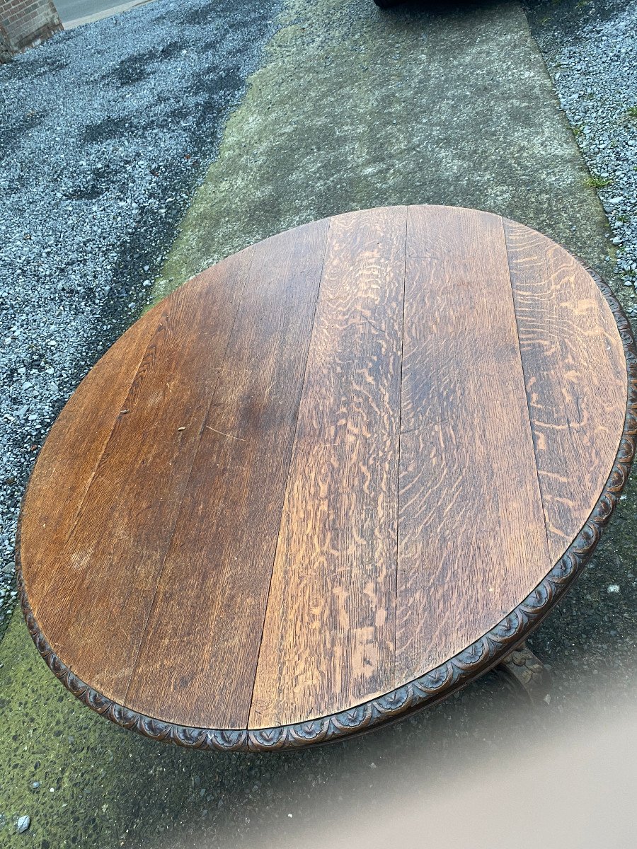 Large Pedestal Table, Or Table In Solid Oak Louis 13 Style, Circa 1900/1930, Up To 350 Cm-photo-3