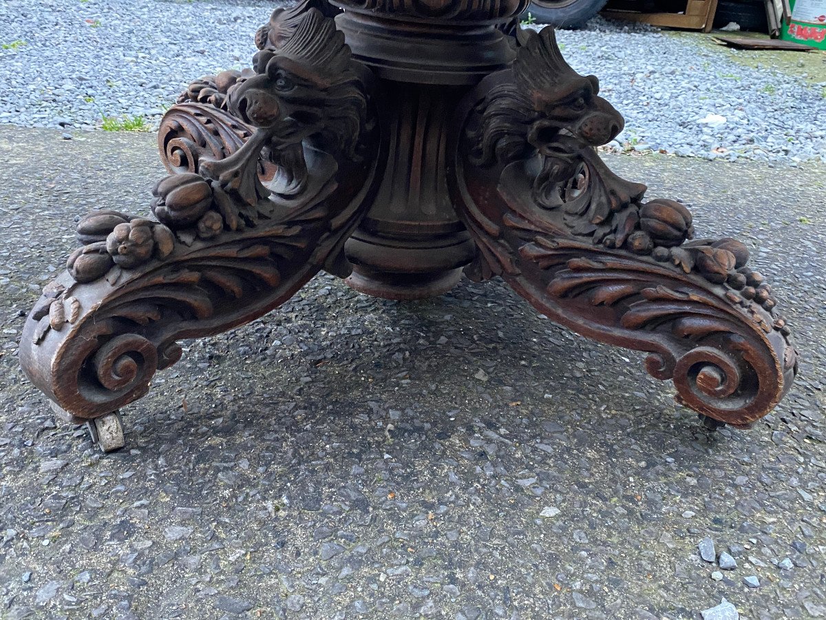 Large Pedestal Table, Or Table In Solid Oak Louis 13 Style, Circa 1900/1930, Up To 350 Cm-photo-4