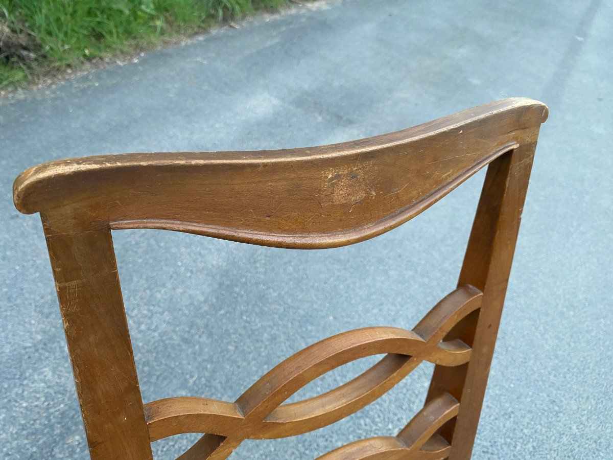 Paire d'élégante Chaise Art Deco En Merisier, Tapisserie  Circa 1930-photo-7