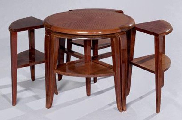 Gaston Poisson, Art Deco Mahogany Pedestal Table Circa 1930