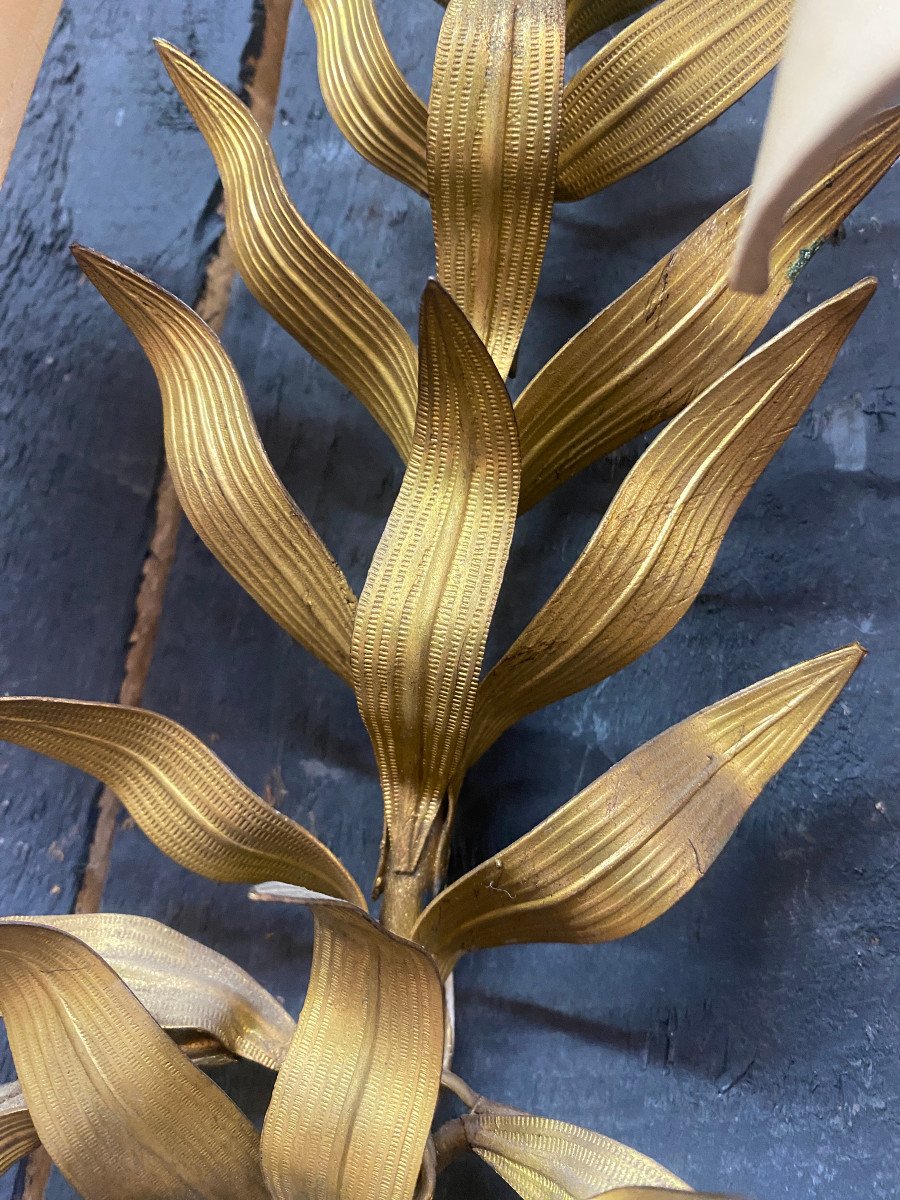 3 Sconces In The Style Of Maison Baguès, Stylized Leaves Circa 1950-photo-4