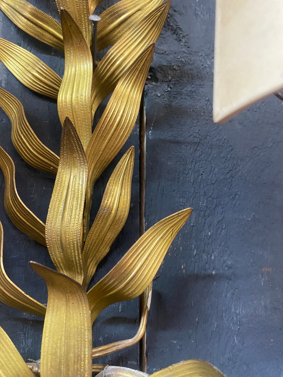 3 Sconces In The Style Of Maison Baguès, Stylized Leaves Circa 1950-photo-5